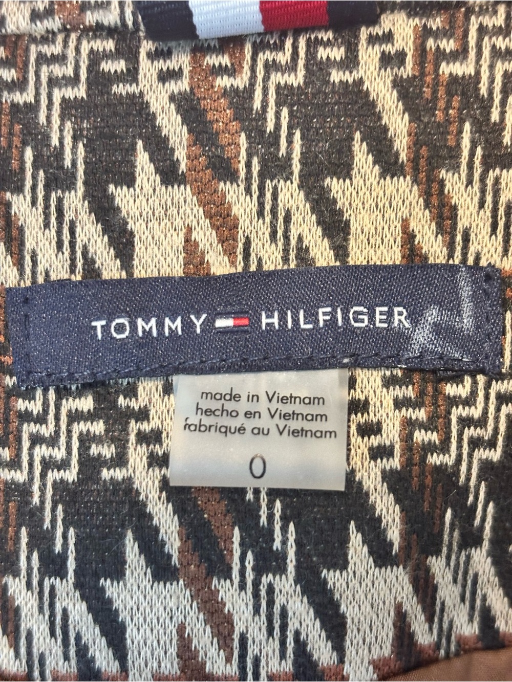 Tommy Hilfiger Houndstooth Plaid Blazer Jacket Elbow Patches Size 0 Equestrian - Picture 3 of 11